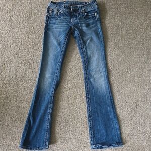 Miss Me Boot Cut Jeans in Classic Blue. 25W Inseam 33